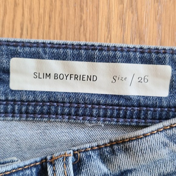 PILCRO AND THE LETTERPRESS ANTHRO SLIM BOYFRIEND PATCHWORK JEANS sz 26 - Picture 10 of 11